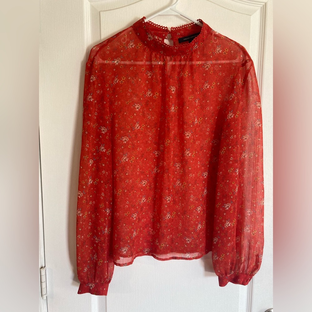 French Connection red floral print blouse. US size 12, like new condition.
